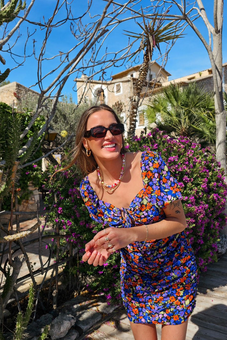 bold bright holiday mini dress