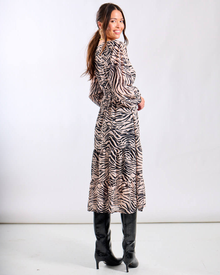 Animal Chiffon Midi Dress