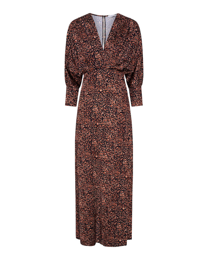 Animal print long sleeve maxi dress