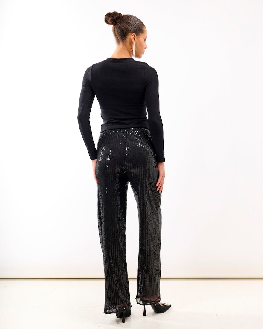 Black Jersey Sequin Trouser back