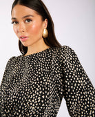 Black Spotty 3/4 Sleeve Midi Dress detail