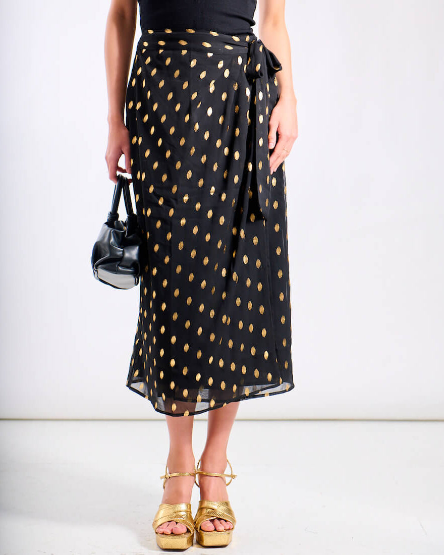 Black Wrap Midi Skirt