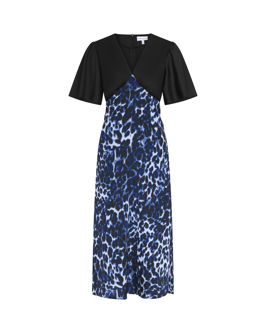 Blue Animal Print Maxi Dress