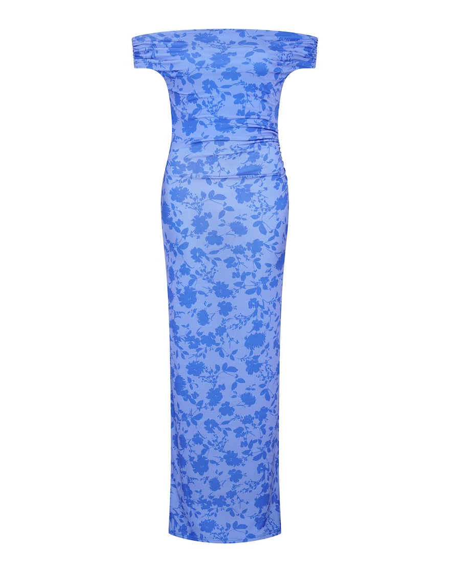 Blue Floral Asymmetric Dress