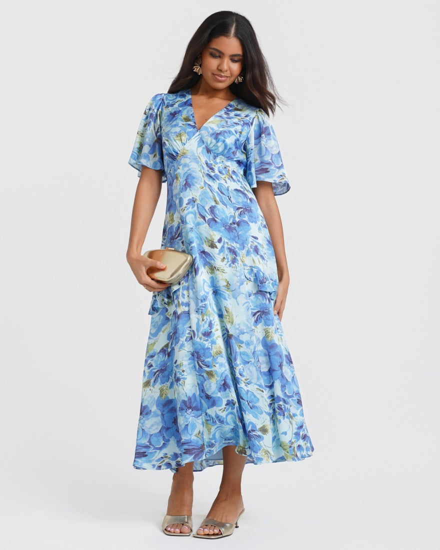 Ruffle Floral Midi Dress