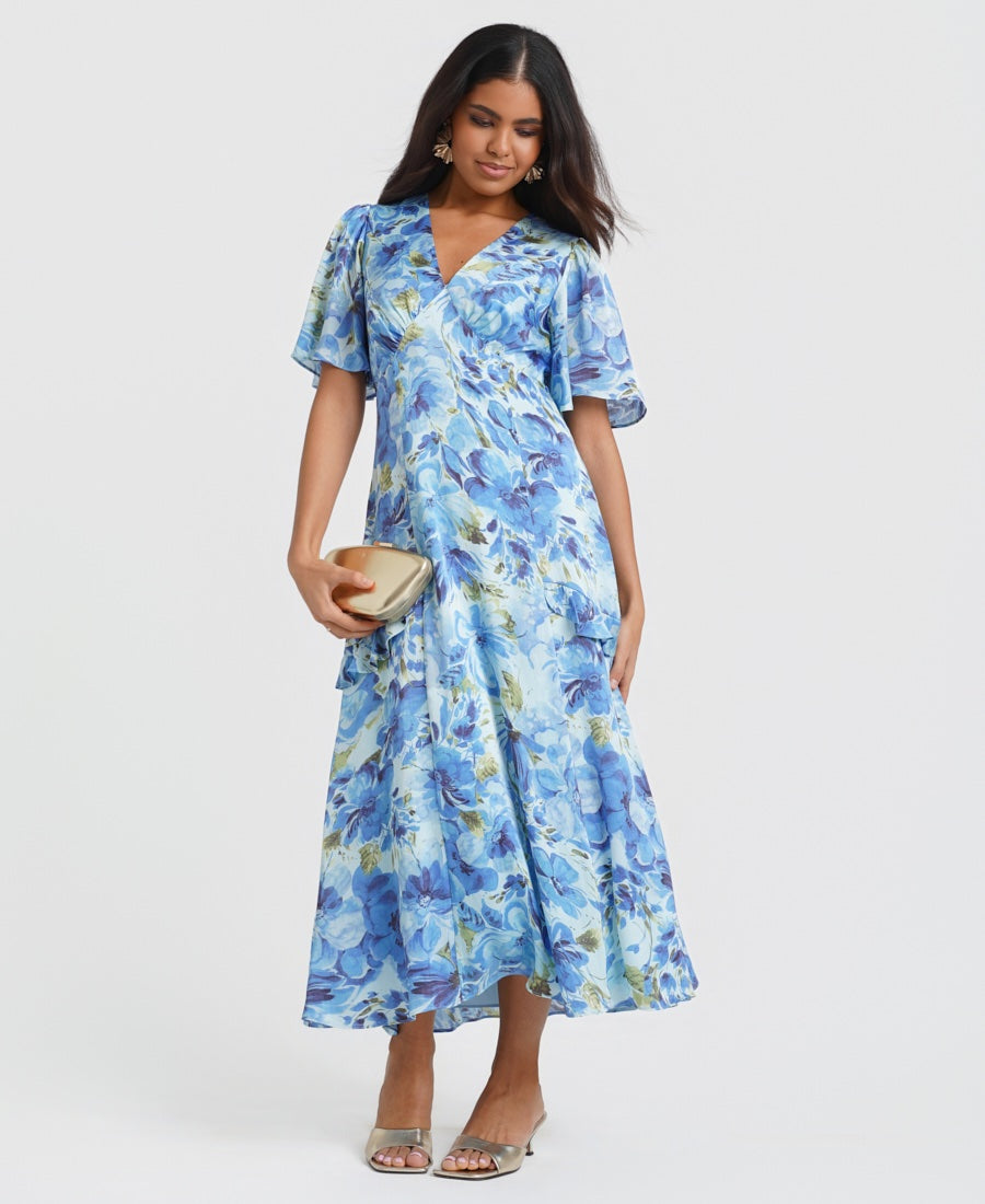 Ruffle Floral Midi Dress