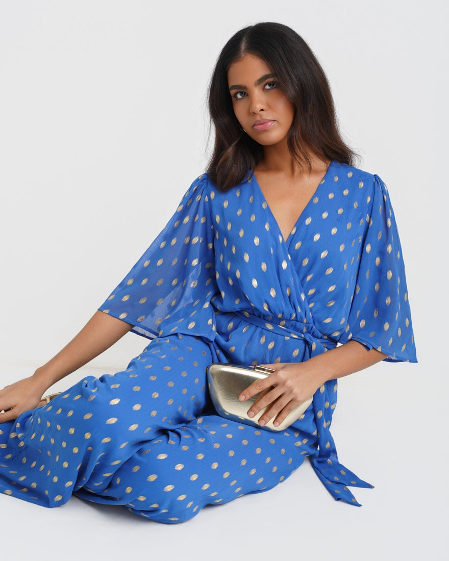 Blue Foil Jumpsuit