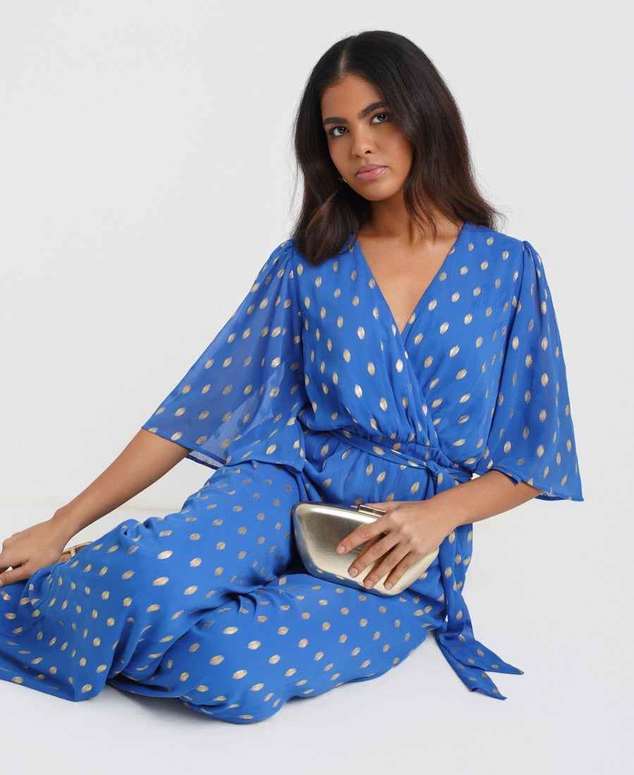 Blue Foil Jumpsuit
