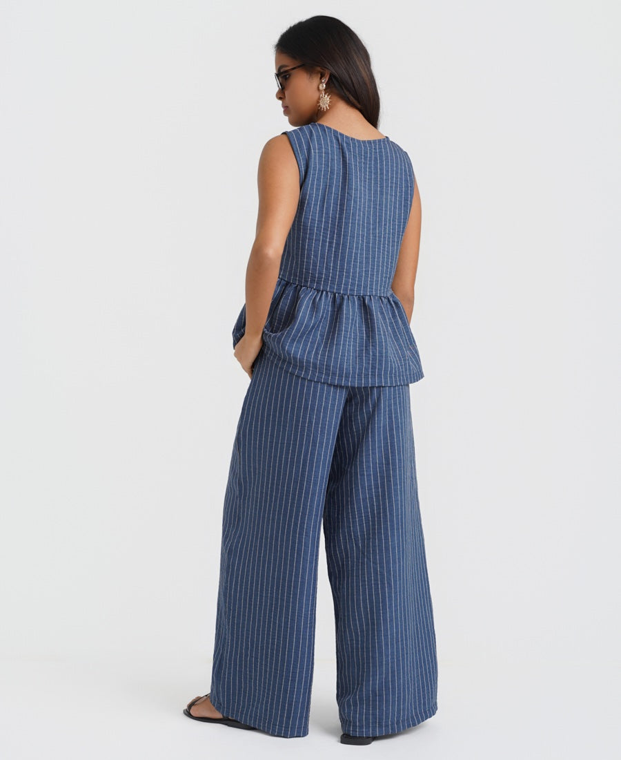 Blue Stripe coord Wide Leg Trousers back