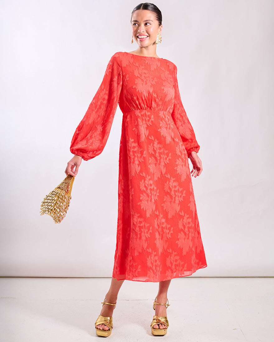 Coral Long Sleeve Dress