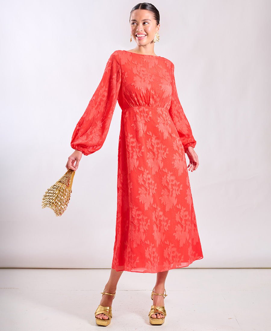 Coral Long Sleeve Dress