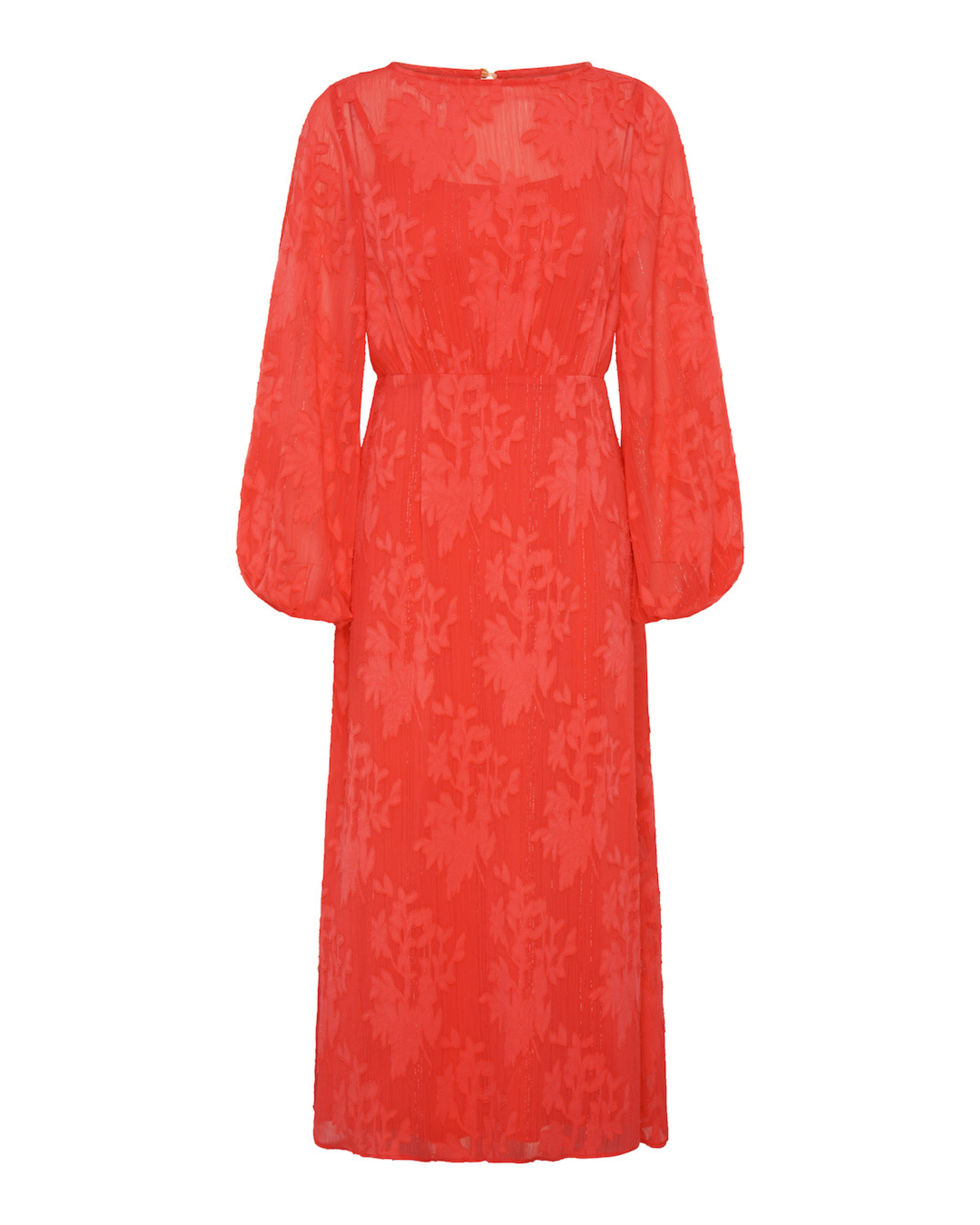 Coral long Sleeve Jacquard Dress