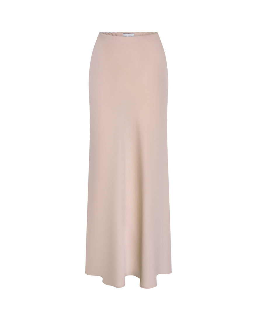 Cream Maxi Satin Skirt