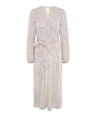 Cream Sequin Long Sleeve Party Dress