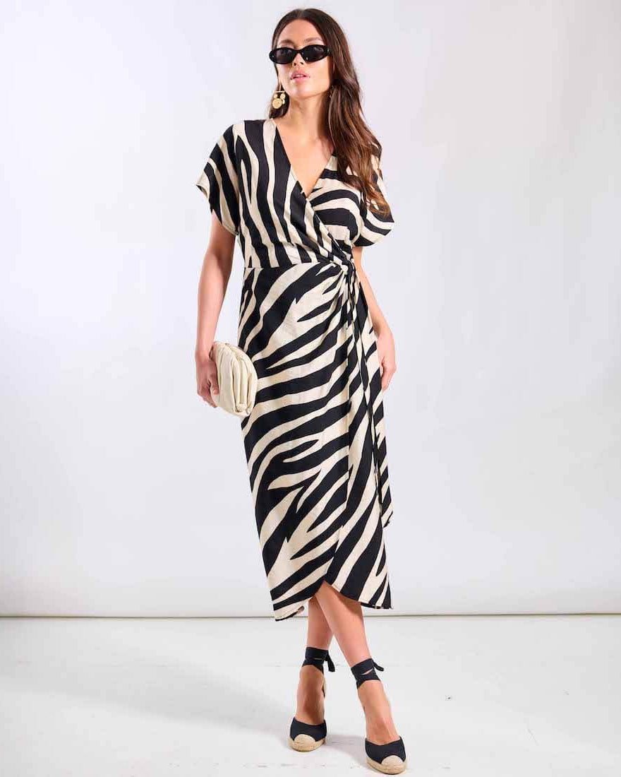 Cream Wrap Midi Dress