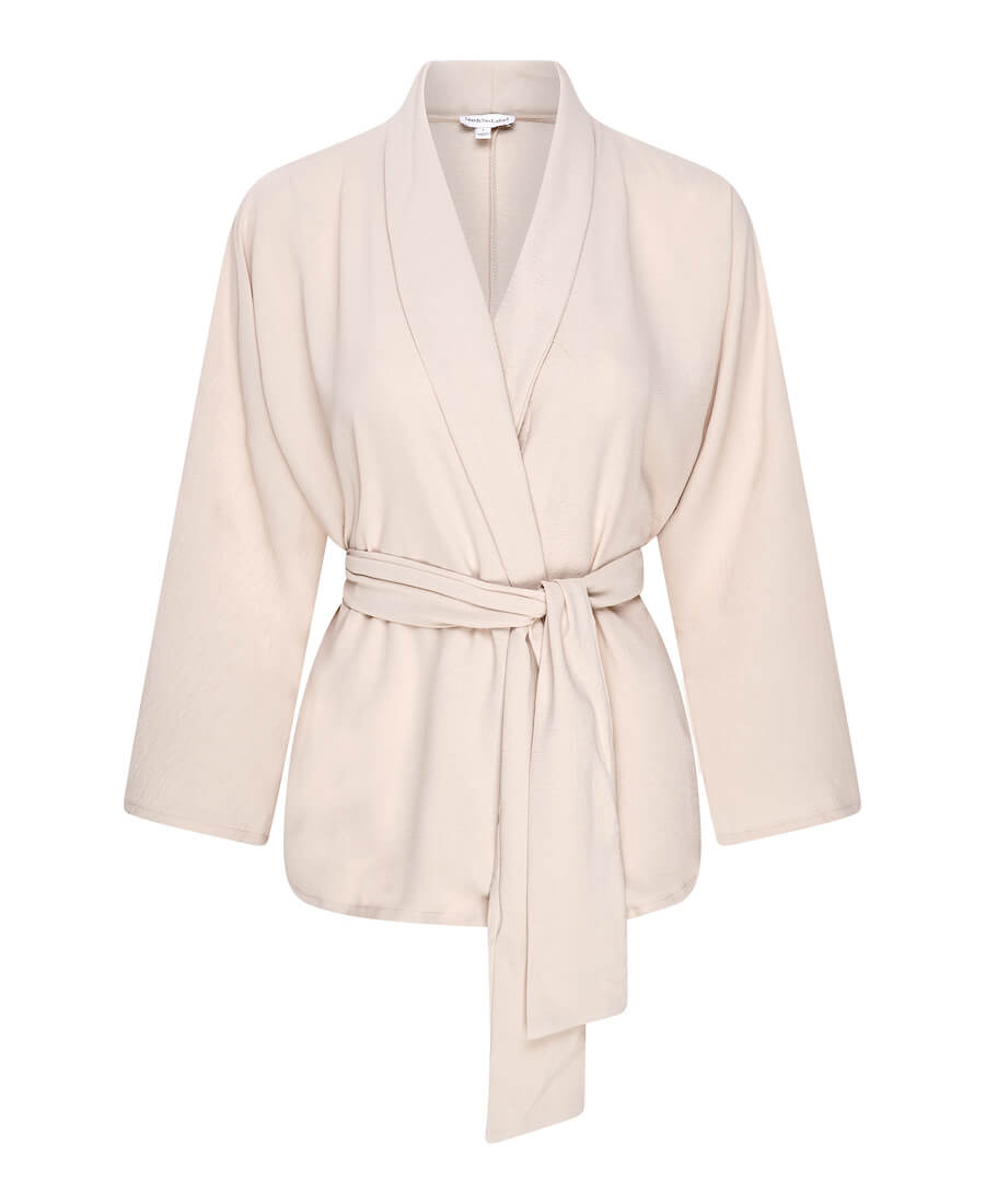 Cream soft jacket wrap waist
