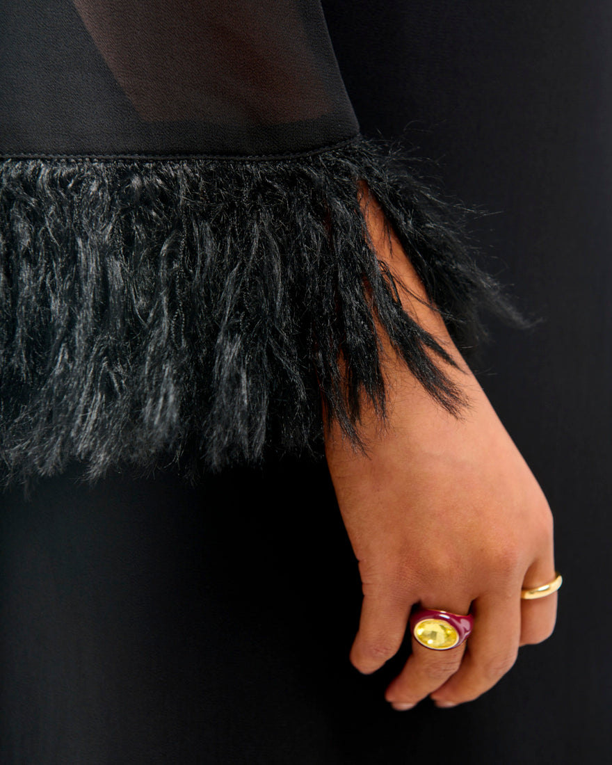 Feather Cuff Dress