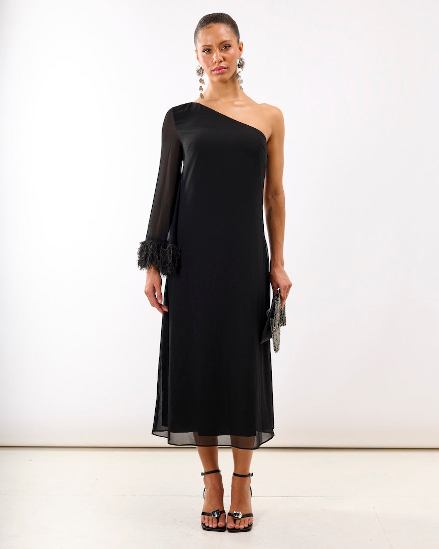 Feather One Shoulder Dress