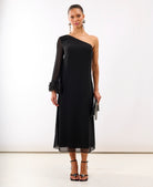 Feather One Shoulder Dress