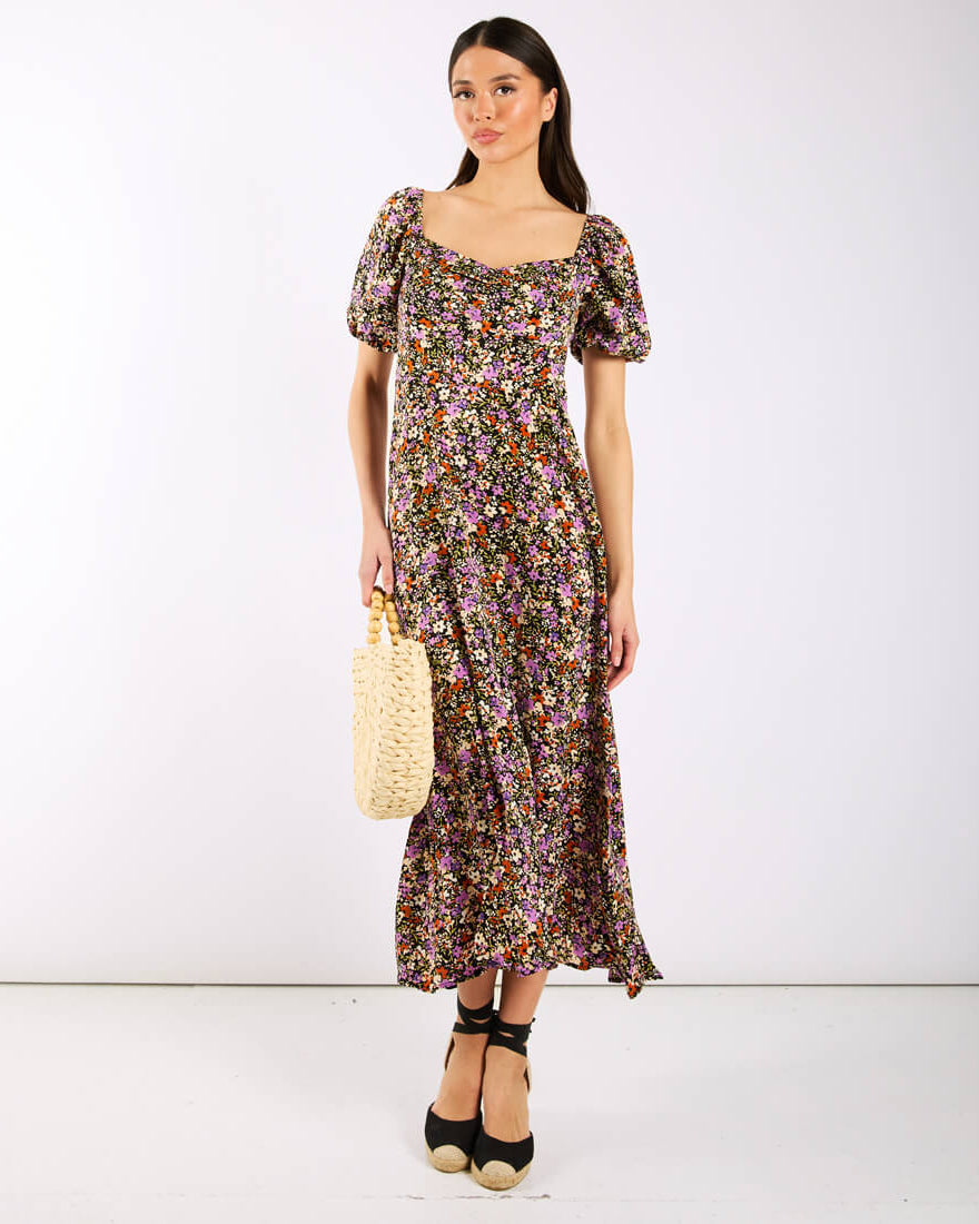 Floral Purple Midi Dress