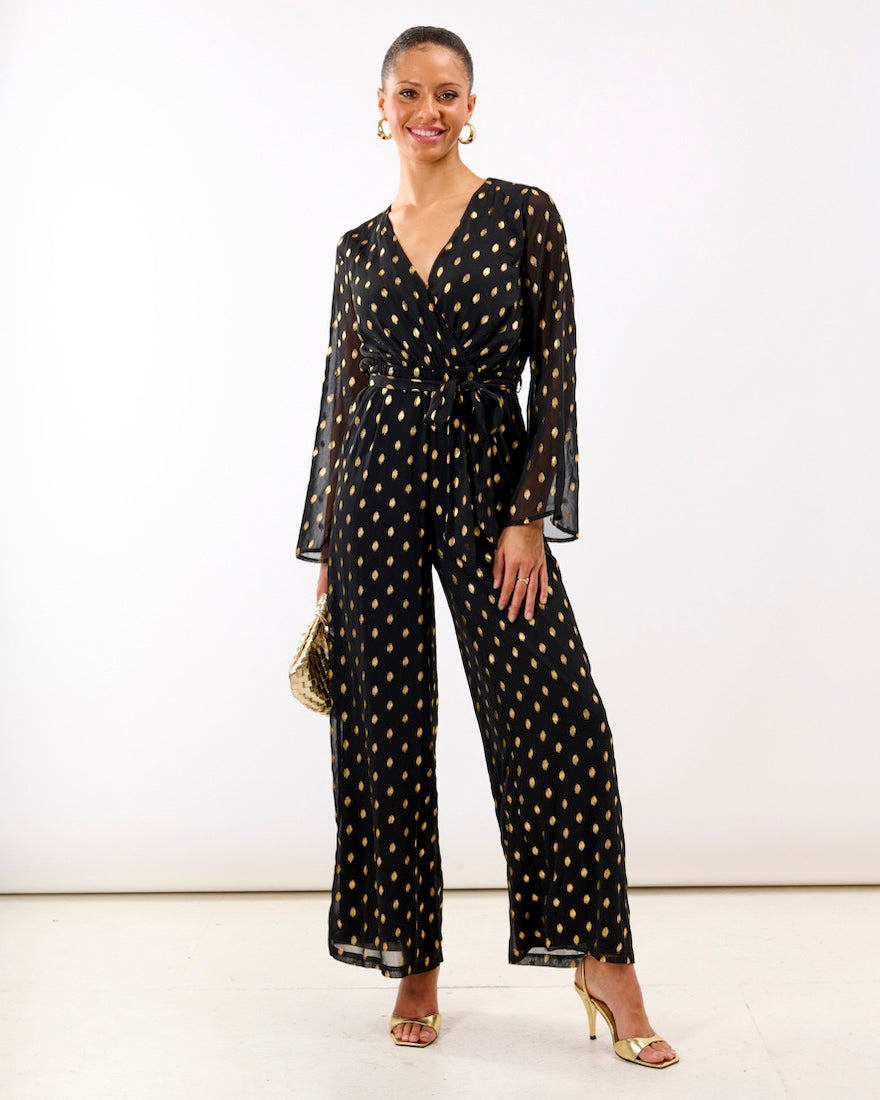 Foil Wrap Tie Jumpsuit