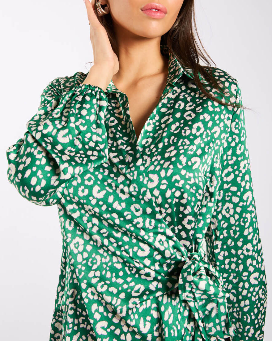 Green Animal Shirt Dress
