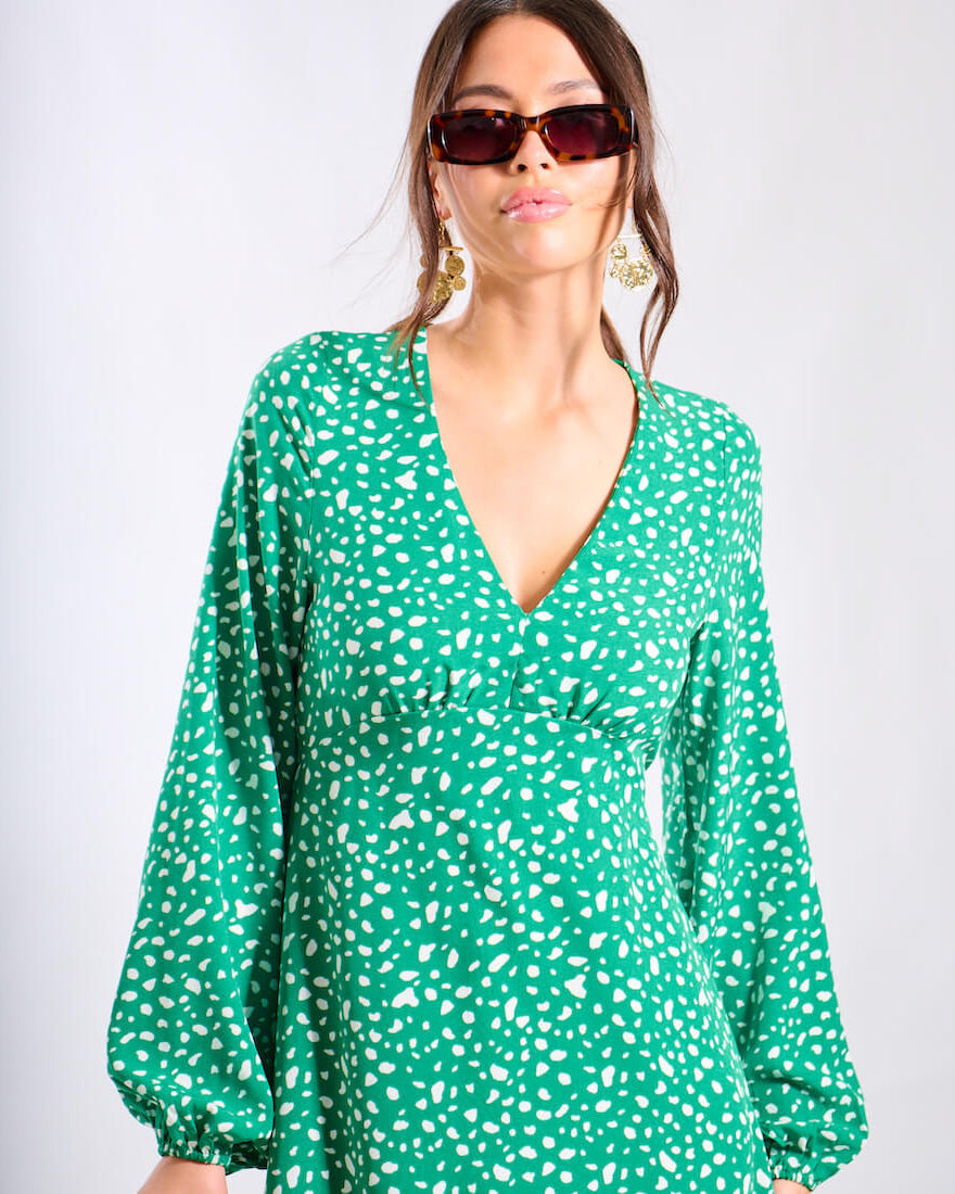 Green Spot Midi Dress
