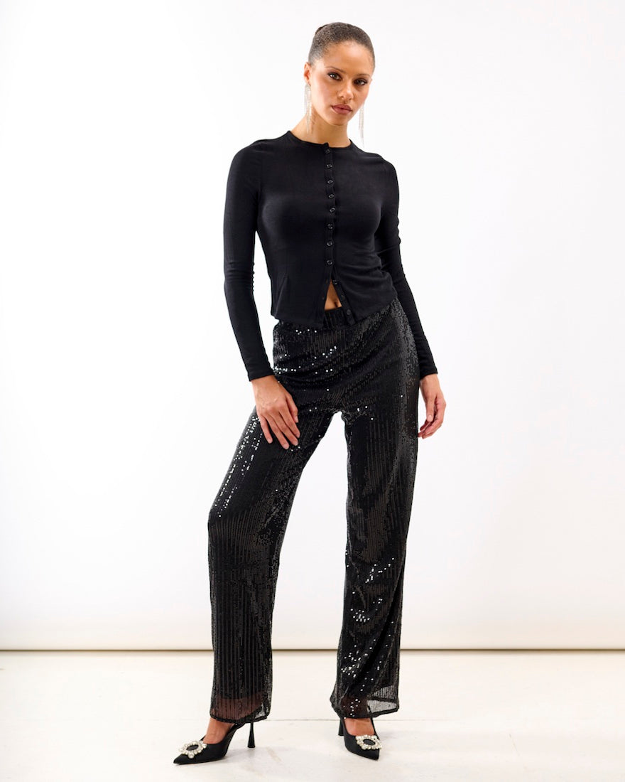 Black Jersey Sequin Trouser