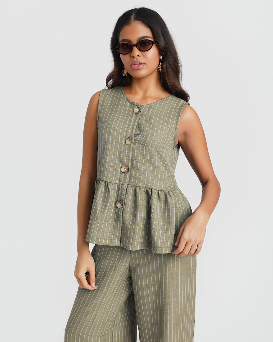 Khaki Stripe Top