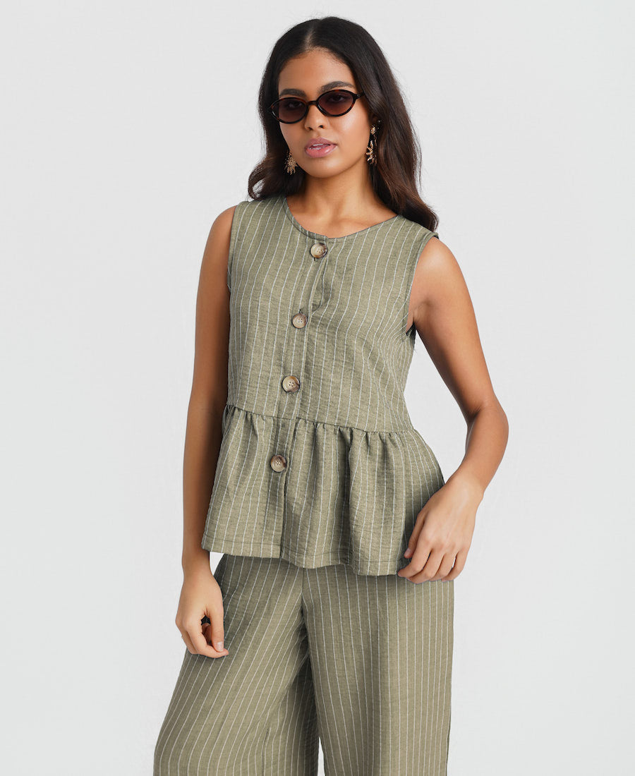 Khaki Stripe Top