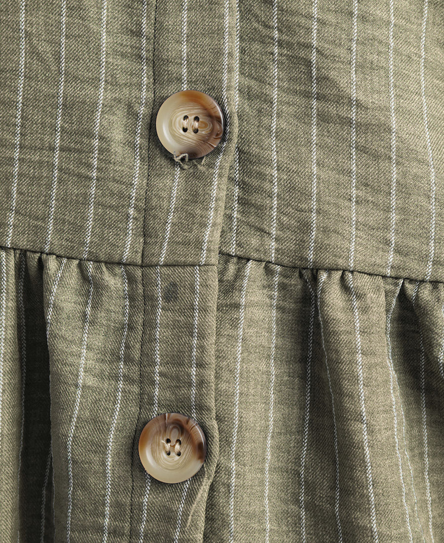 Khaki Stripe co ord buttons