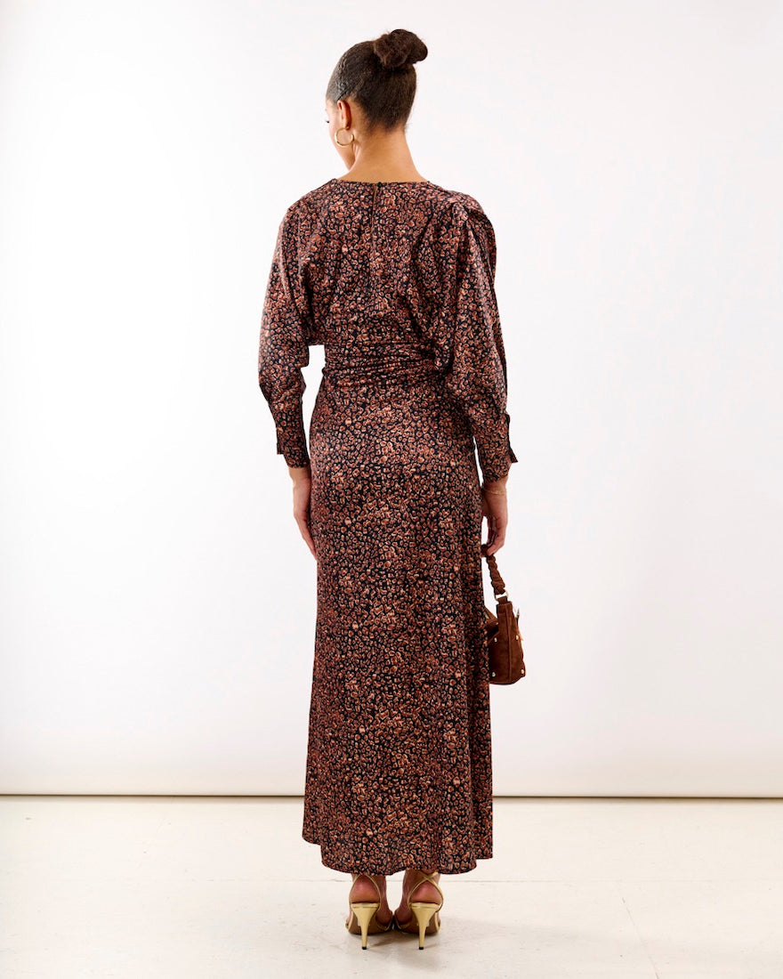Leopard Batwing Sleeve Maxi Dress