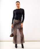 Leopard Chiffon Maxi Skirt