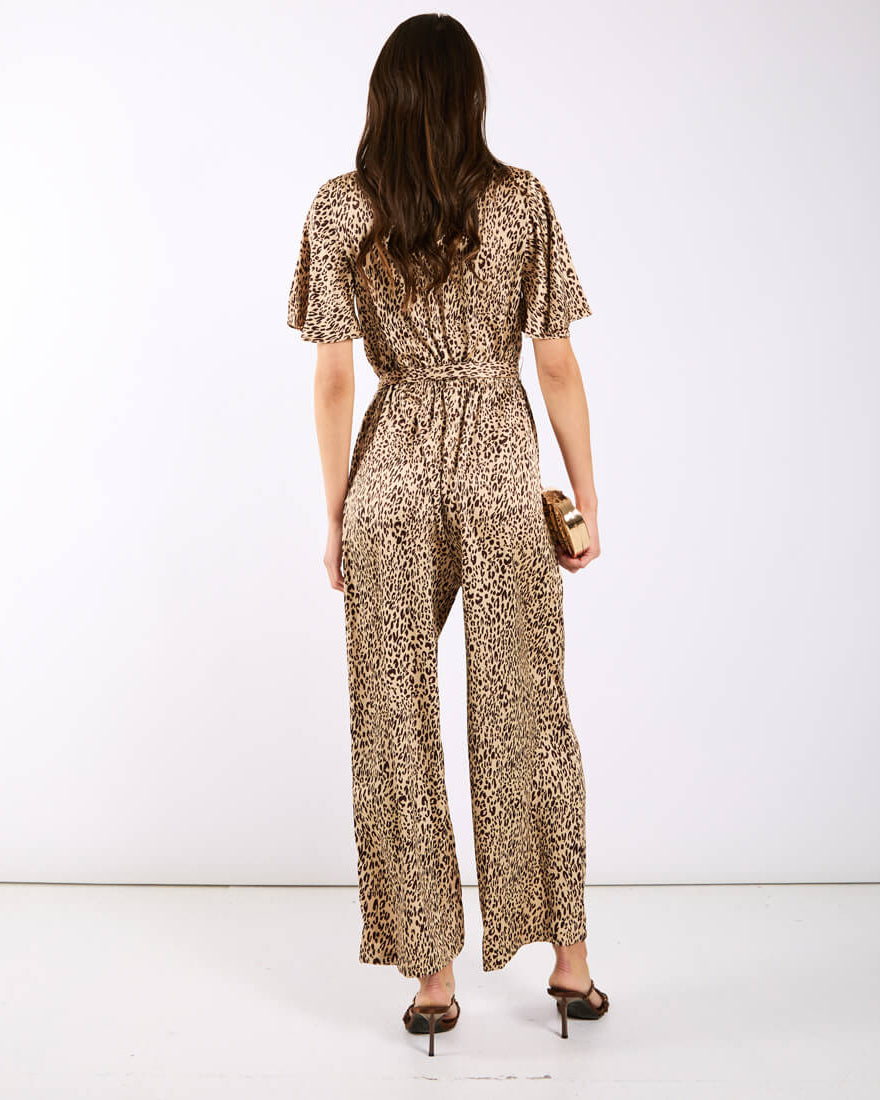 Leopard Printed Satin Jumpsuit back