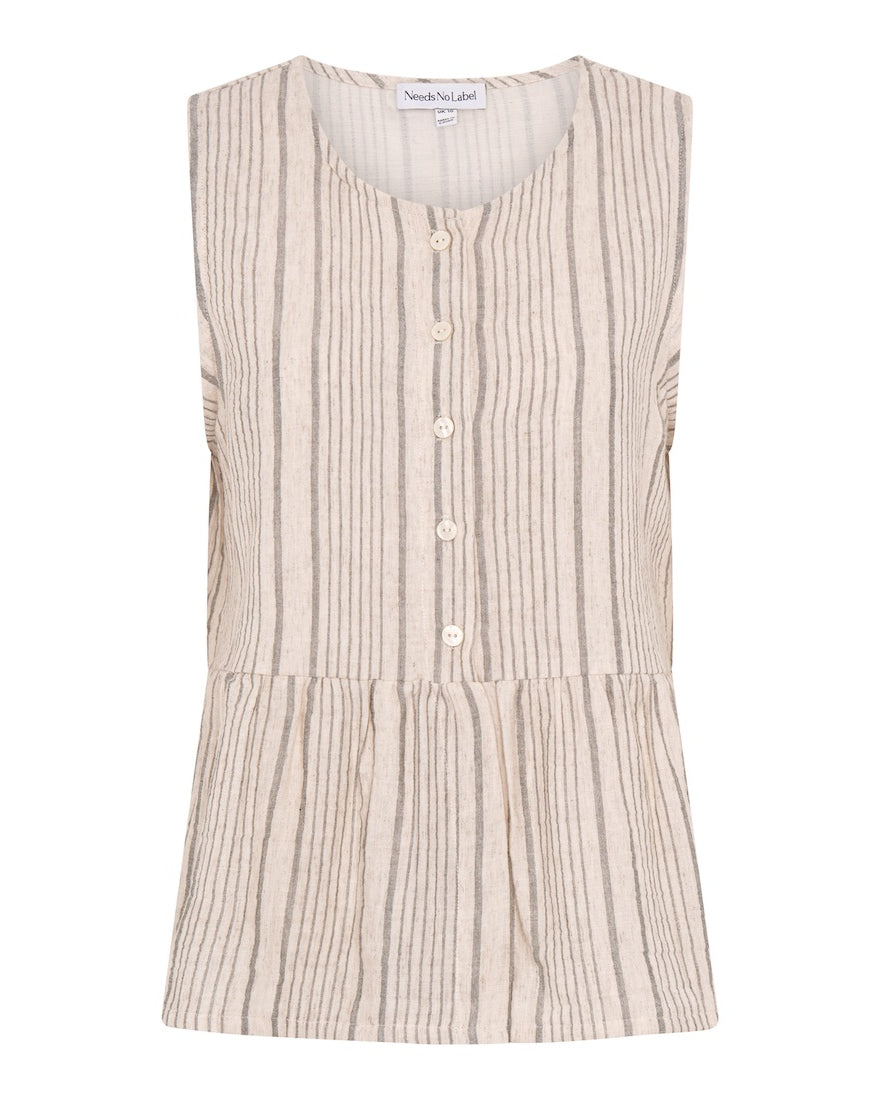 Linen Stripe Peplum Hem Top