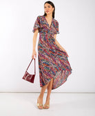 Multicoloured Animal Ruche Midi Dress