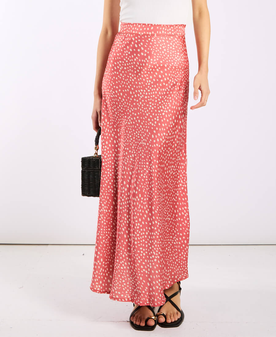 Pink Animal Satin Skirt