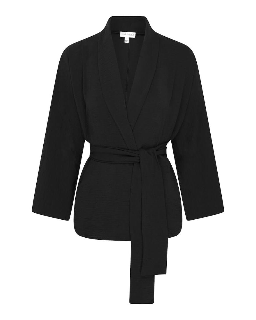 black soft jacket wrap waist