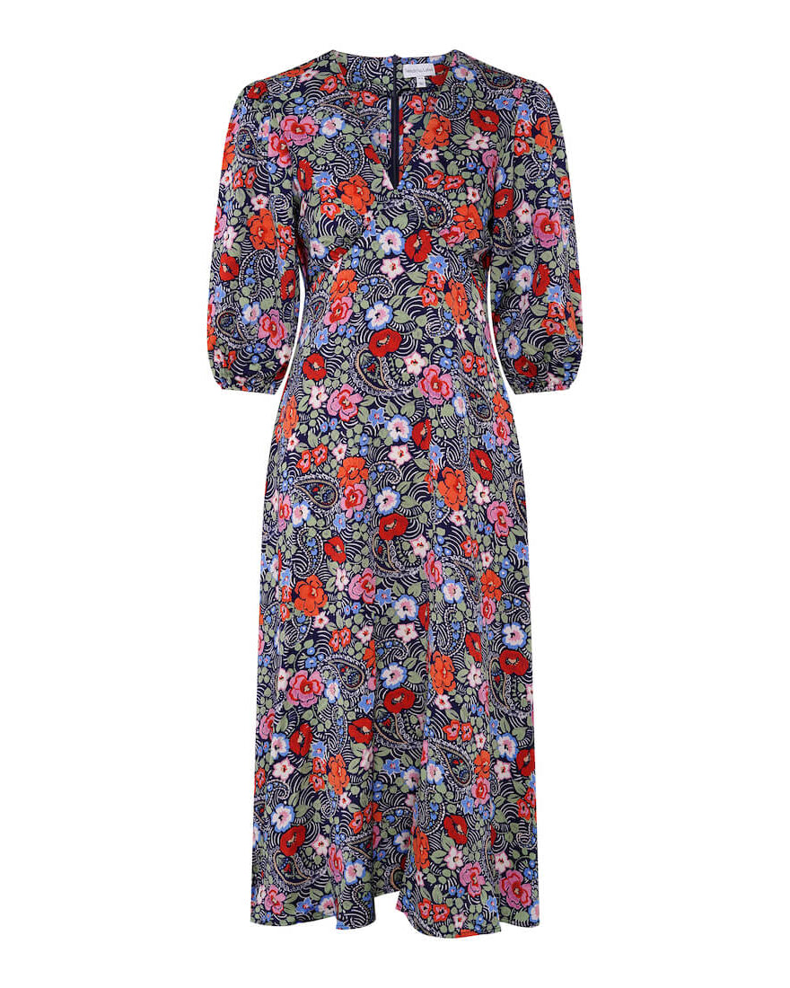 floral midi dress long sleeves