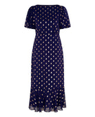 navy puff sleeve dress