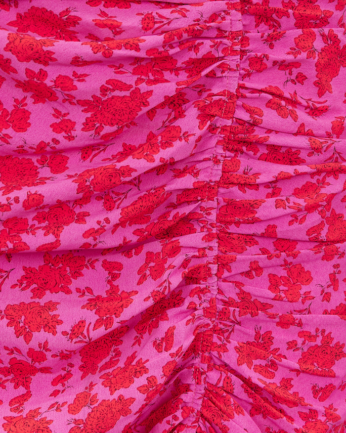 GATHERED MIDI SKIRT PINK FLORAL Detail