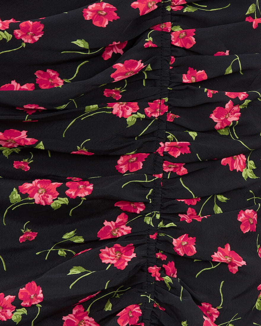 GATHERED MIDI SKIRT PINK FLORAL Detail