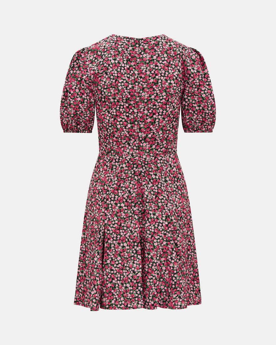 PUFF SLEEVE MINI DRESS ROSE PRINT Back
