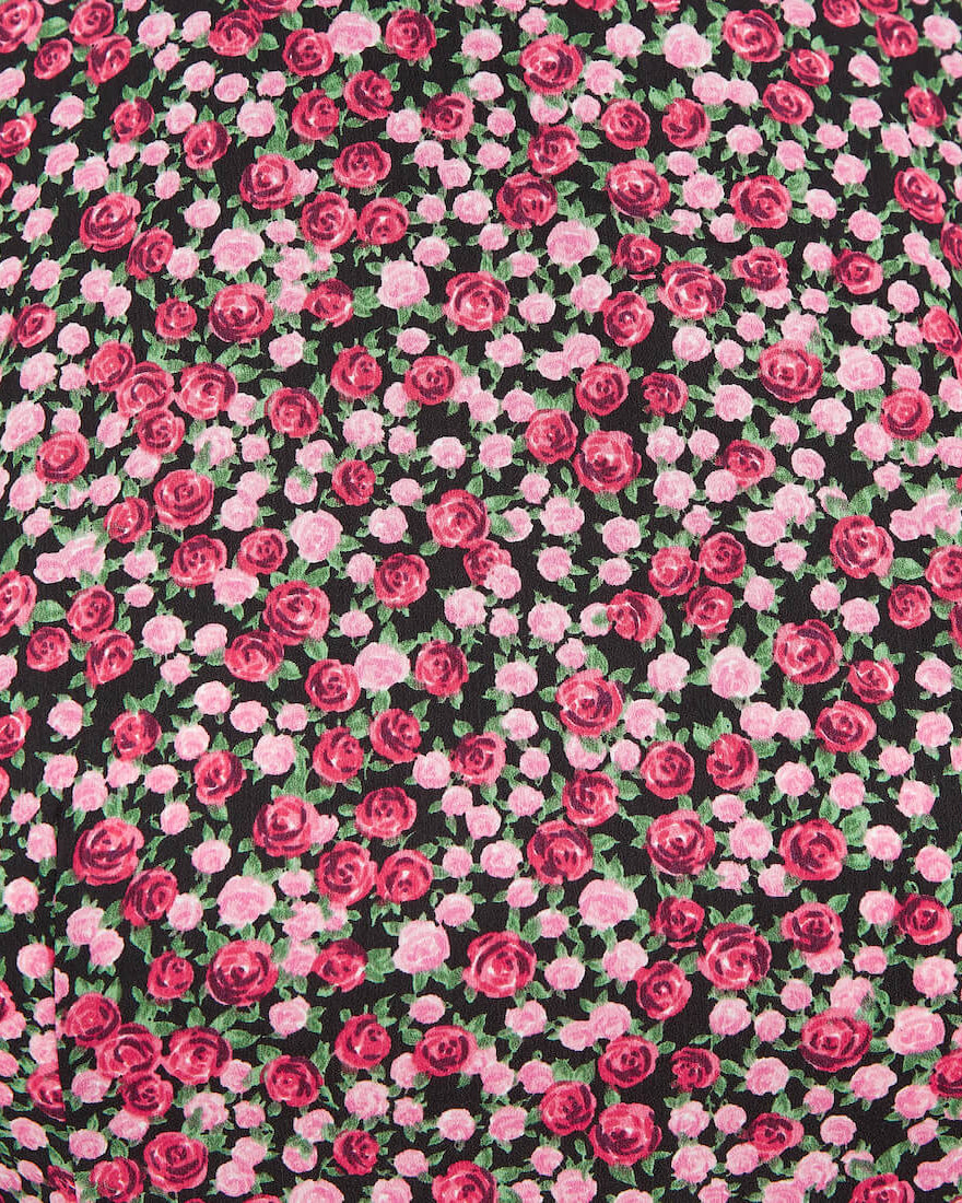 PUFF SLEEVE MINI DRESS ROSE PRINT Detail