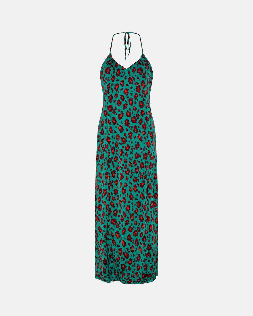 GREEN LEOPARD MAXI DRESS UK