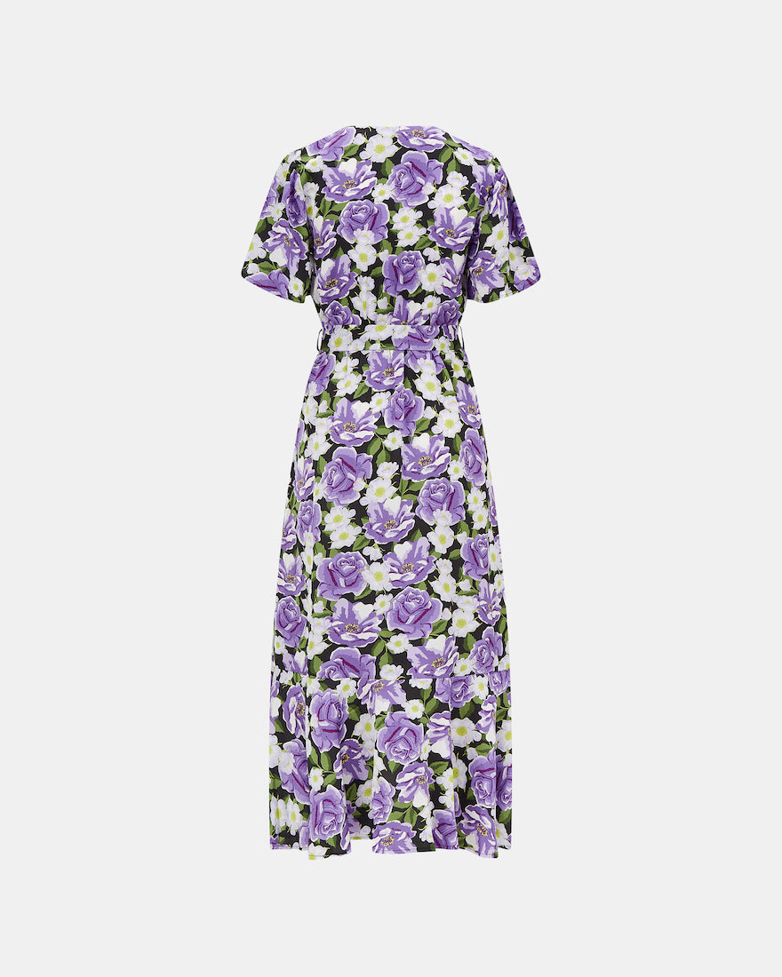 Lilac Floral Wrap Maxi Back