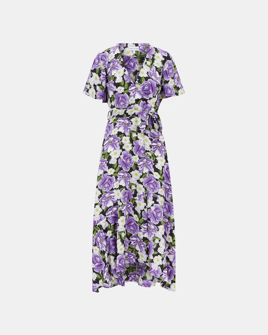 Lilac Floral Wrap Maxi Front