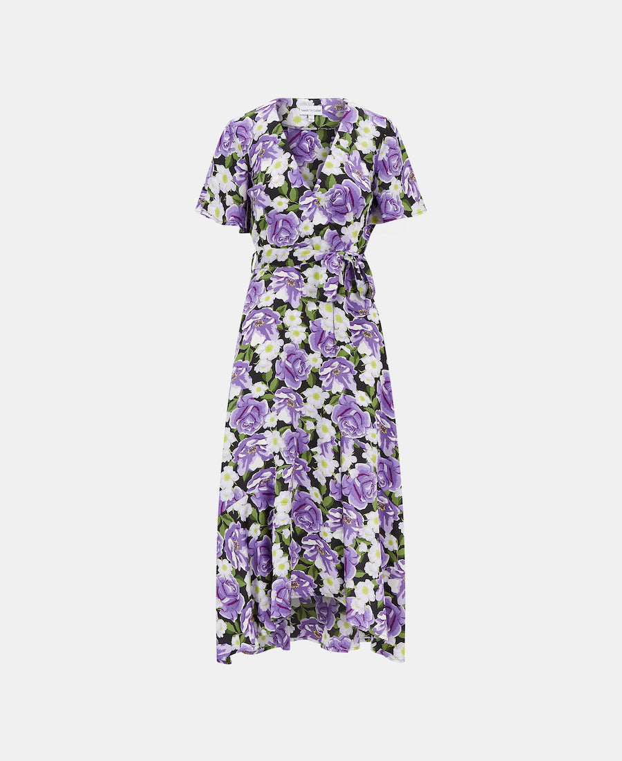 Lilac Floral Wrap Maxi Front