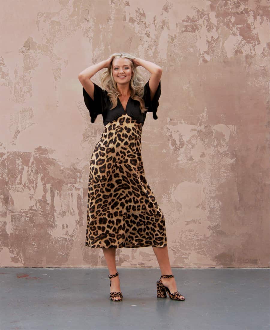 Animal Print Dress with black sleeves
