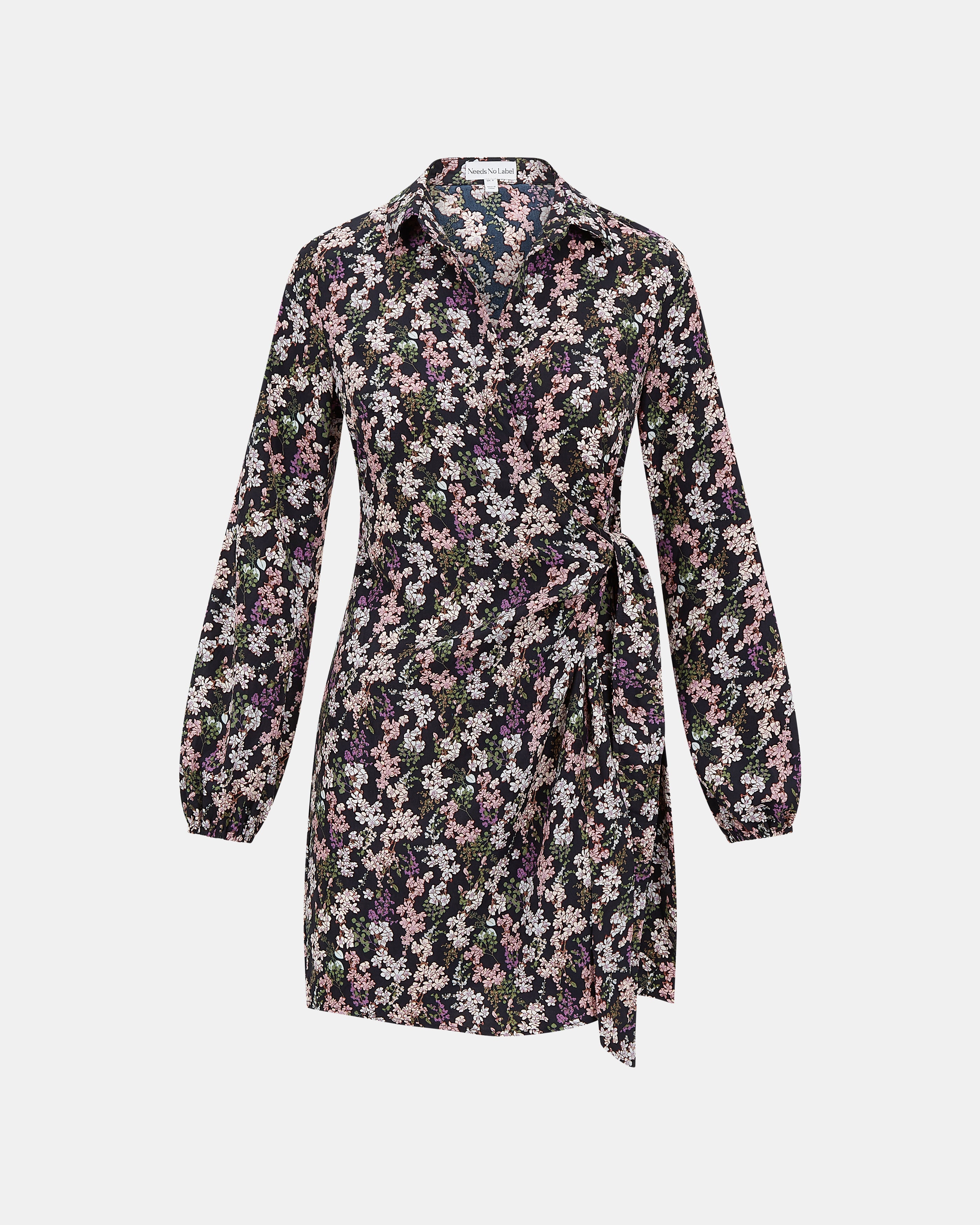 pink floral mini dress with wrap tie